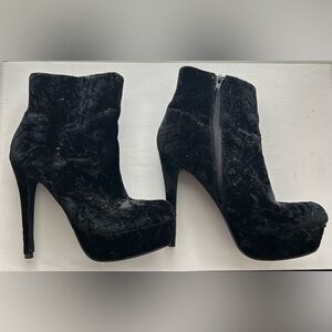 Black velvet booties